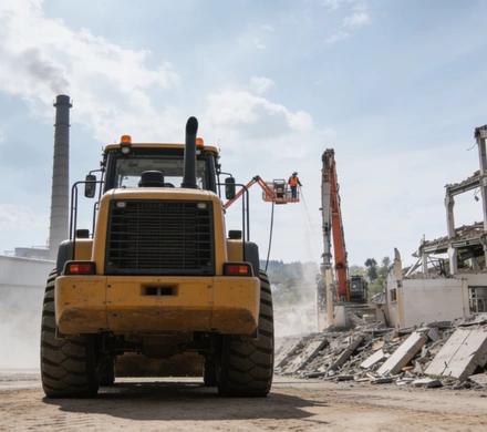 Safe Demo Dallas large scale demolition project using equipment for controlled industrial site clearing