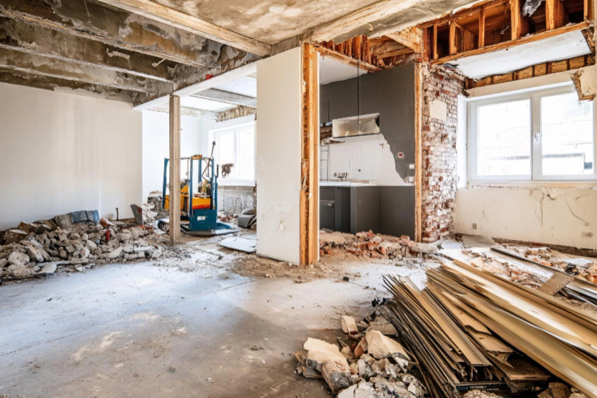 Safe Demo Dallas interior demolition with walls and flooring removed for renovation preparation