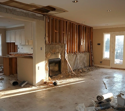 Safe Demo Dallas home interior demolition exposing framing for renovation and rebuilding